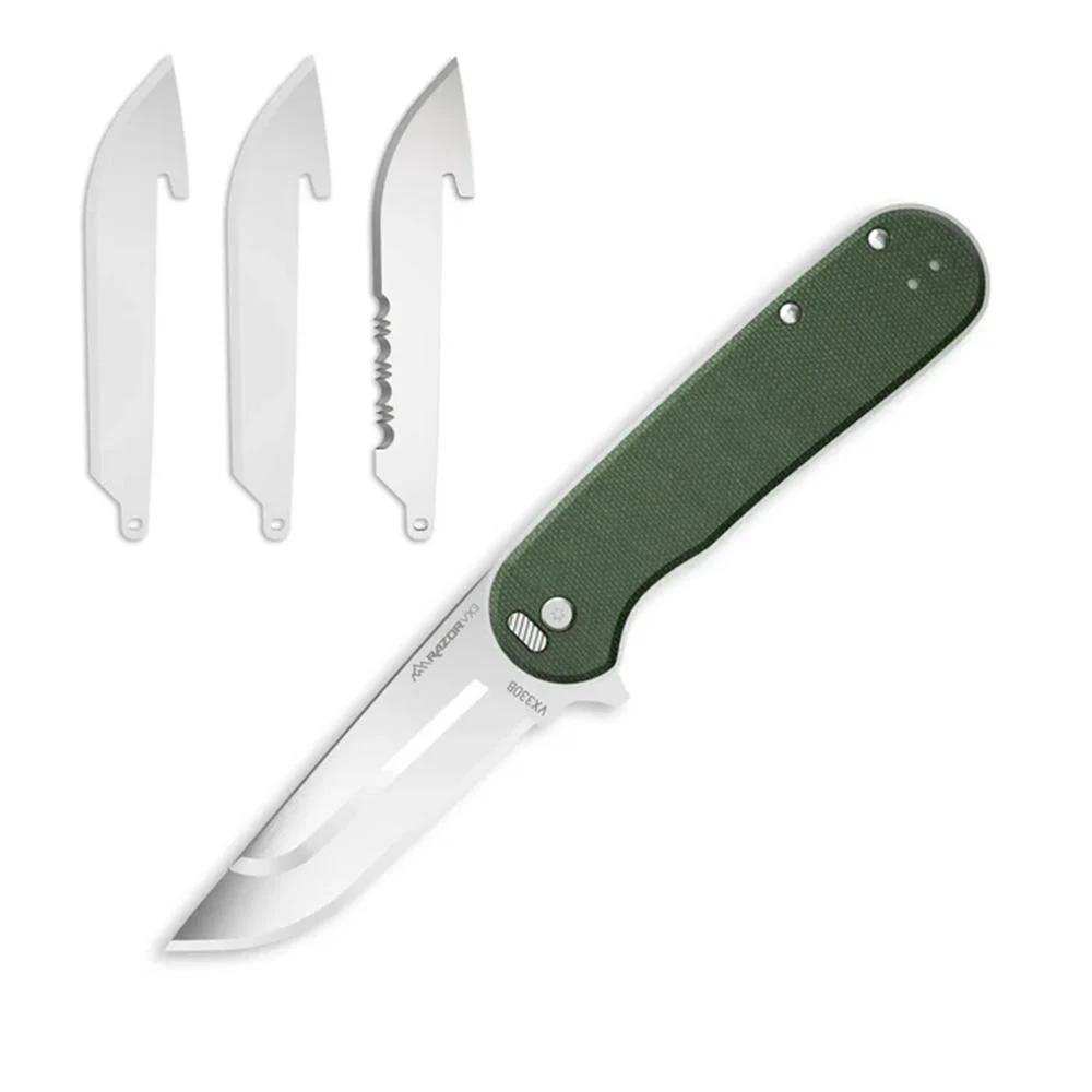 Outdoor Edge Razor VX3 Replaceable Blade Folding Knife 3" Drop Point Blade Green