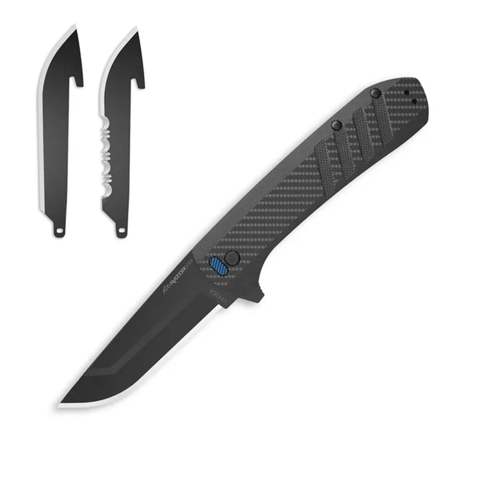 Outdoor Edge Razor VX4 Replaceable Blade Folding Knife 3" Drop Point Blade Black