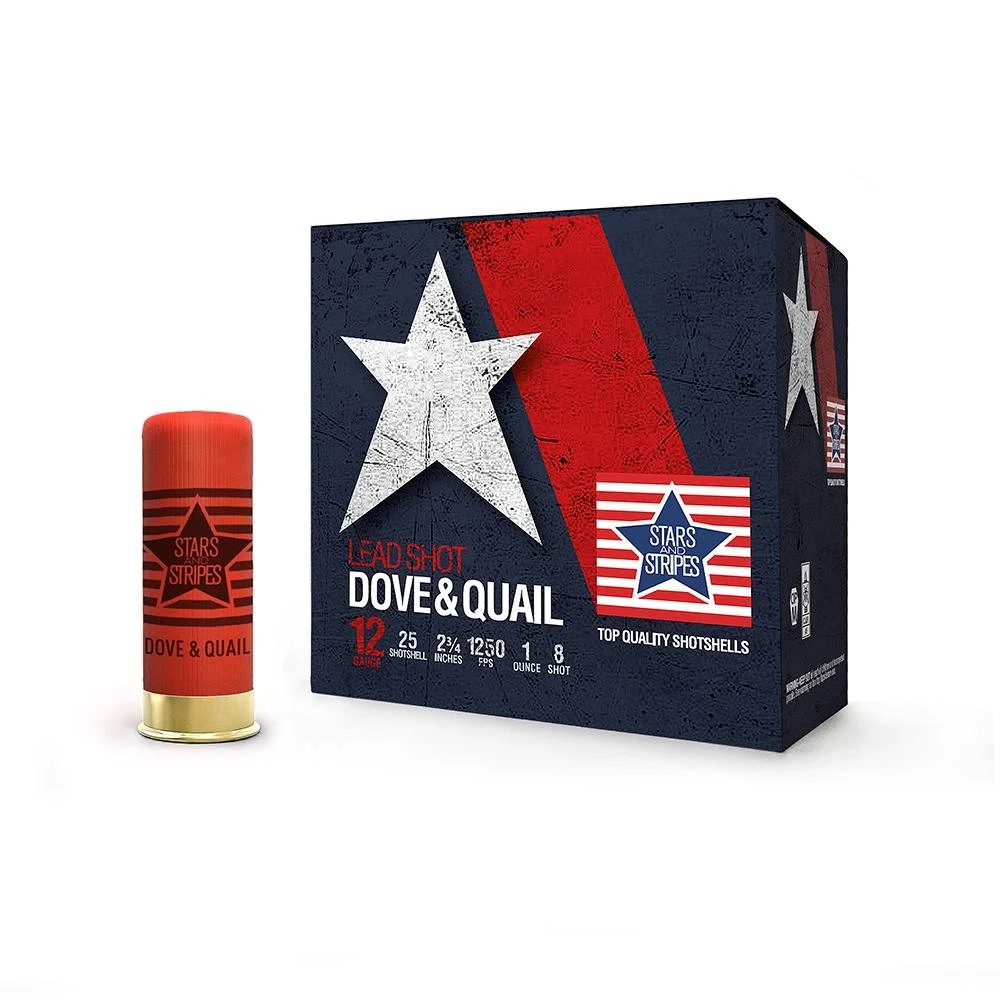 PPU Stars & Stripes Dove & Quail Shotshells 12ga 2-3/4'' 1 oz 1250 fps #8 25/ct