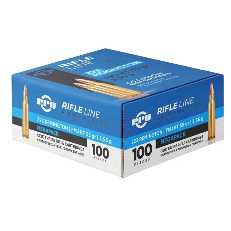 PPU Rifle Ammunition Megapack 223 Remington 55gr FMJBT 3240 fps 100/ct