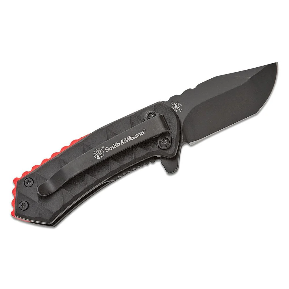Smith & Wesson 24/7 Spring Assisted Folding Knife 1-9/10" Clip Point Blade Black