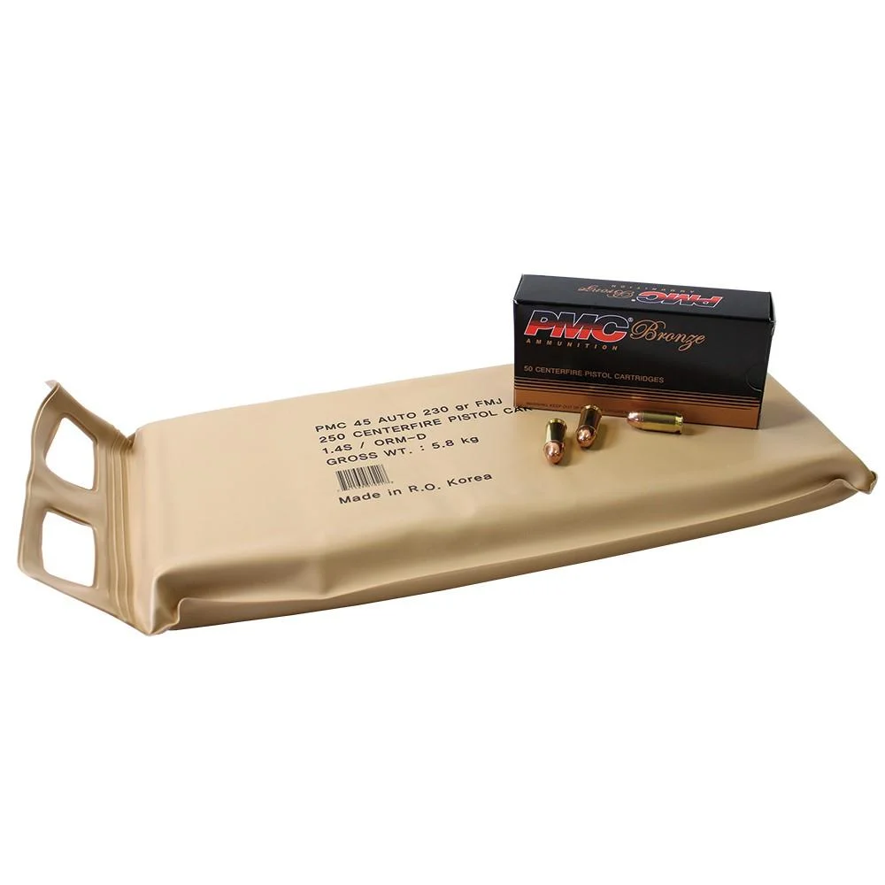 PMC Bronze Handgun Ammunition Battle Pack .45 ACP 230 gr FMJ 830 fps 250/ct (5-50/ct)