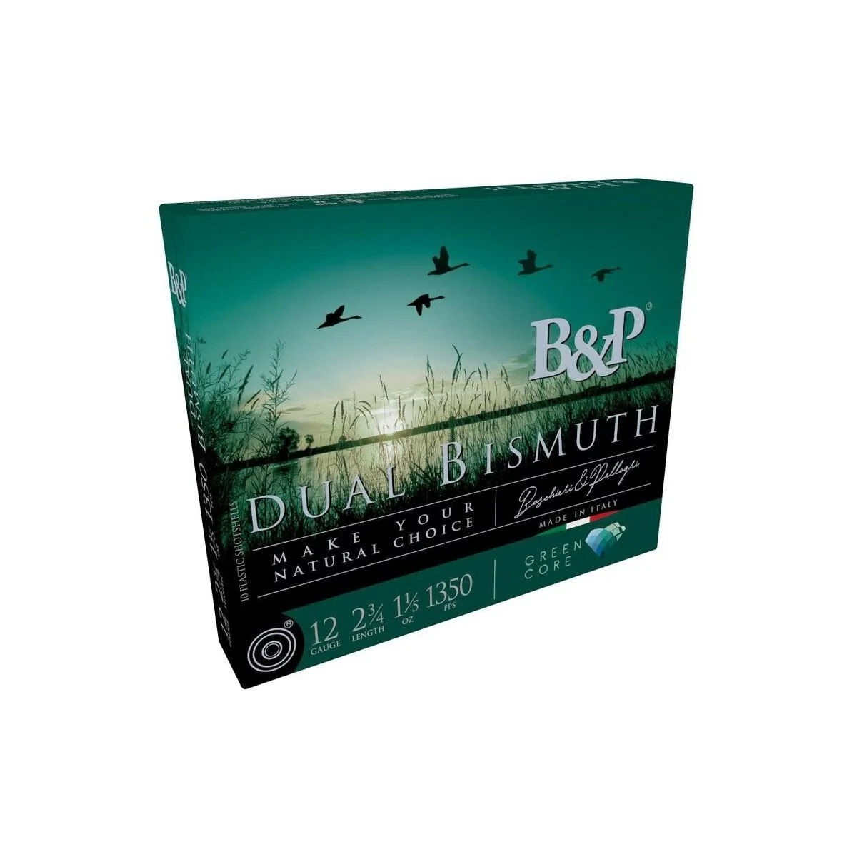 B&P Dual Bismuth Shotshells 12ga 2-3/4'' 1-1/5oz #4 + #3 1350 fps 10/ct