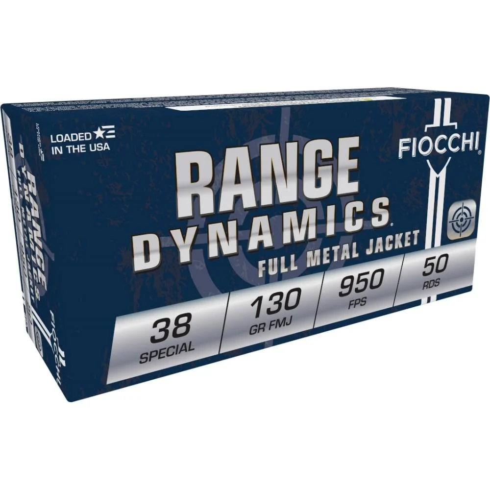 Fiocchi Range Dynamics Handgun Ammunition .38 Spl 130 gr FMJ 950 fps 50/ct
