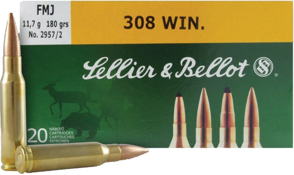 Sellier & Bellot Rifle Ammunition .308 Win 180 gr FMJ 20/ct