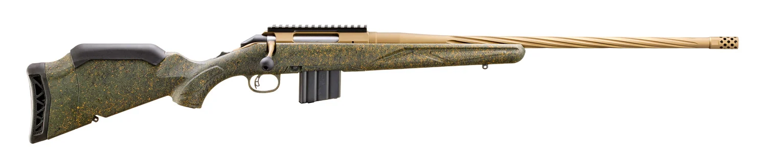 RUGER AMERICAN G2 PRED RFL 350 LGD 22" T.B. SPIRAL BBL, GRN SPLTR,BRNT BRNZ 5RD